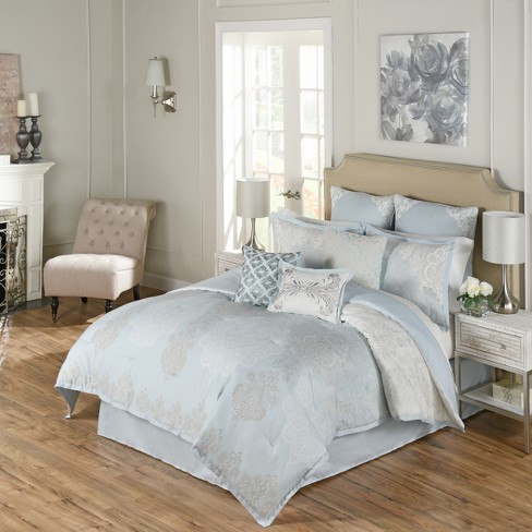 4pc Queen Damask Arlee Comforter Set Blue Beautyrest Target