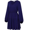 Women's Long Sleeve Tiered Fall Dress V Neck Casual Loose Flowy Short Dress - 2 of 4