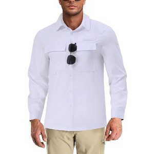 Men's UPF 50+ Long Sleeve Sun Protection Fishing Shirts Long Sleeve Travel Work Shirts for Men Button Down Shirts with Pockets - 1 of 4