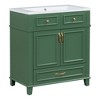 VYNXARIA 30'' Bathroom Vanity with Resin Sink - Solid Wood Frame, Retro Green Design - 4 of 4