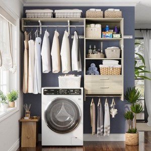 Besiost Closet Organizer System with Wood Drawers, Wall-mounted Laundry Room Storage Shelving - 1 of 4