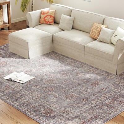 GlasFlength Rugs 8'x10' Vintage Waterproof Extra Large Area Rugs Carpet Non-Slip Rug Pads Washable Rug for Room, Multicolored, 120"*0.3"*96"