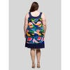 24seven Comfort Apparel Plus Size Blue Floral Scoop Neck Sleeveless Knee Length Dress - 3 of 4