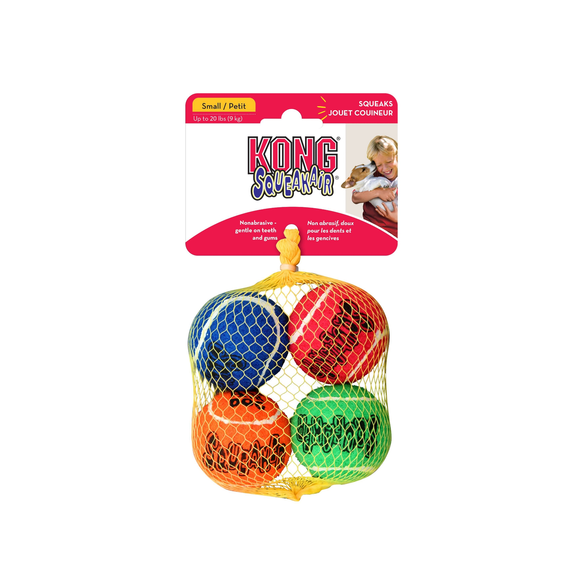 KONG SqueakAir Tennis Ball Dog Toy - S - 4ct: Rubber Felt, Fetch Exercise Aid, Floats Squeaks