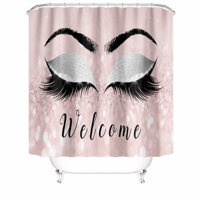 Welcome Beauty Eyes Shower Curtains for Bathroom Waterproof Fabric Bath Curtain Durable Soft Stylish Bathroom Decor 72x72 Inch