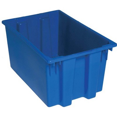 Quantum Storage Systems Stack And Nest Tote, 23-1/2"W X 15-1/2"D X 12"H, Heavy Duty, 1.70 Cu. Ft. Capacity, Blue Polypropylene