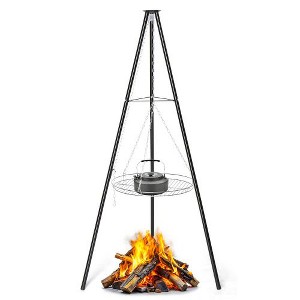 Karl Home Campfire Tripod Grill Adjustable Height BBQ Grill Grate - 1 of 4