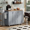 Kitchen Cart with 3 Drawer, 2 Slide-Out Shelf and Internal Storage Rack - 2 of 4