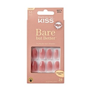 KISS Products Bare-But-Better Press-On Fake Nails - Medium Coffin - Nude - 28ct - 1 of 4