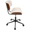 TiramisuBest Mid-Century Modern Cream Faux Leather Office Chair, Adjustable Seat Height 19 - 22 inches - 3 of 4