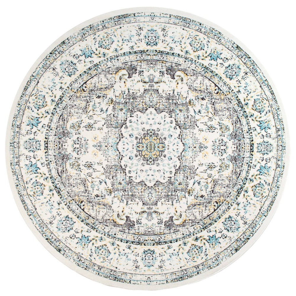 4' Round Verona Vintage Persian Style Area Rug Gray - nuLOOM