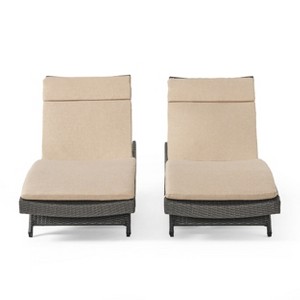 GDFStudio Olivia Rattan Adjustable Gray Chaise Lounges with Cushion(Set of 2) - 1 of 4