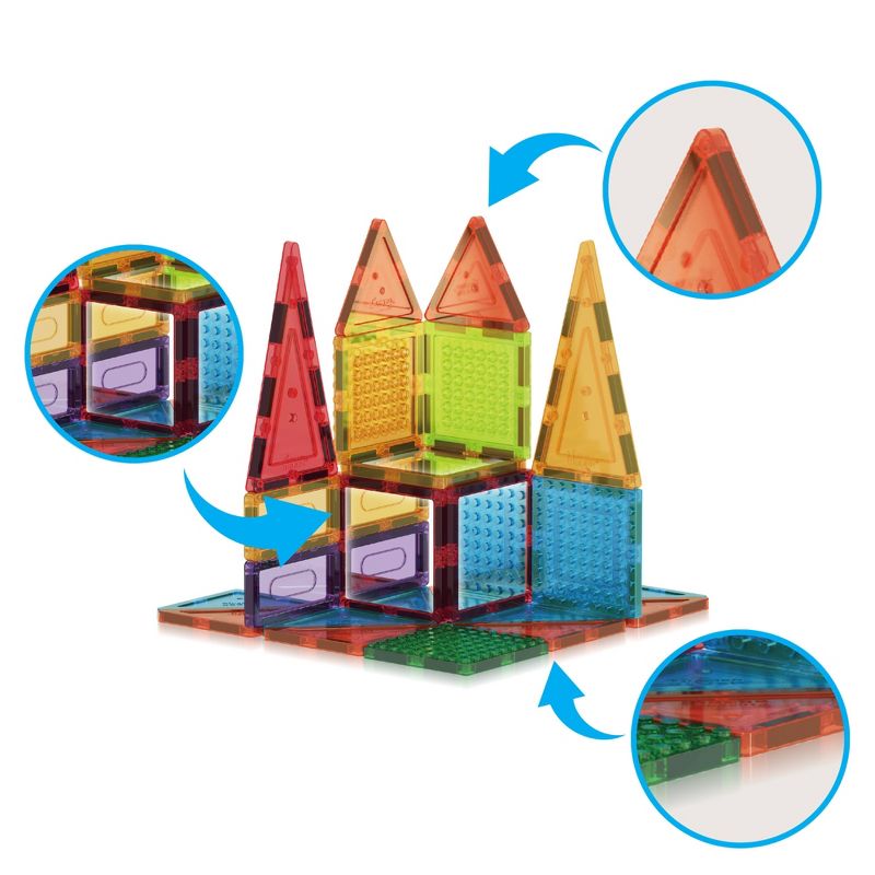 Picasso Tiles Magnetic Tile 333pc Building Set with 250 Universal Compatible Building Bricks Set, 6 of 9