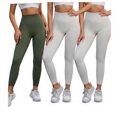 INSPIRE CHIC 3 Packs Women's High Waisted Butt Lifting Cycling Running Workout Control Panties 2 Beige 1 Green X-Large