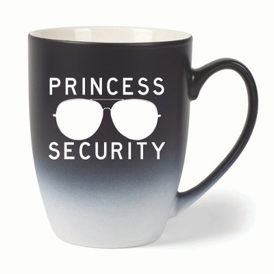 Elanze Designs Princess Security Two Toned Ombre Matte 10 ounce New Bone China Coffee Tea Cup Mug, Black and White