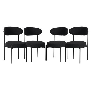 WestinTrends Alexandria Mid-Century Modern Upholstered Faux Shearling Round Dining Chairs - 1 of 4