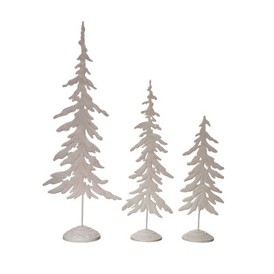 Transpac Rustic Metal Snowy Trees Set of 3 for Christmas Decor, Charming Decorative Objects for Holiday Home Styling