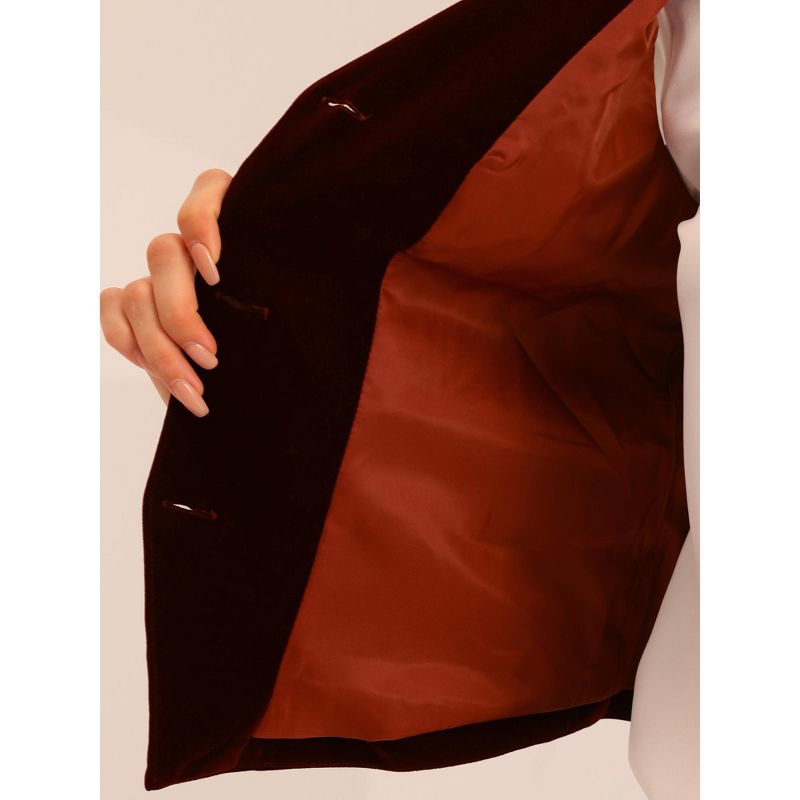 Allegra K Women's Steampunk Velvet Sleeveless Button Down V-Neck Suit Vest, 5 of 6