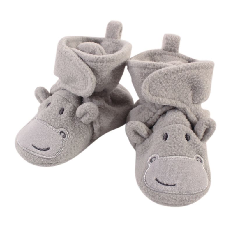 Hudson Baby Baby and Toddler Cozy Fleece Booties, Hippo, 1 of 3