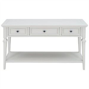 Tramull Retro Console Table with 3 Drawers & Open Shelf, Solid Wood Sofa Table for Entryway & Living Room - 1 of 4