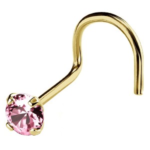Jewelry Avalanche 22G 14K Gold Nose Screw Nose Stud with Pink Tourmaline Gemstone - 1 of 2