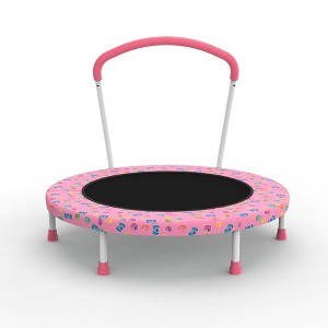 NAYSAYE Kids Mini Trampoline 36 Inch Indoor Outdoor Bouncer with Handle Great Gift for Toddlers and Children, Pink, 36"*36"*30" - 1 of 4