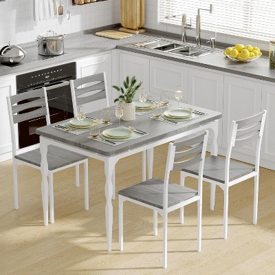 3 Piece Dining Table Set with Spiral Metal Legs, Compact Table and 2 Chairs Set for Small Spaces, Rustic Industrial Dining Set, Brown