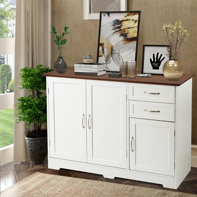 Costway Buffet Sideboard Kitchen Cupboard Storage Cabinet W/ 2 Drawers ...