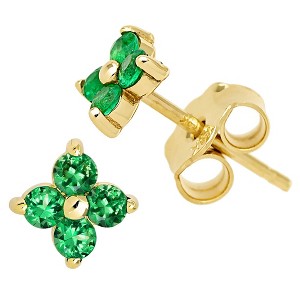 Jewelry Avalanche Womens 14K Gold 0.24ctw Emerald 4-Stone Stud Earrings Push Backings - 1 of 4