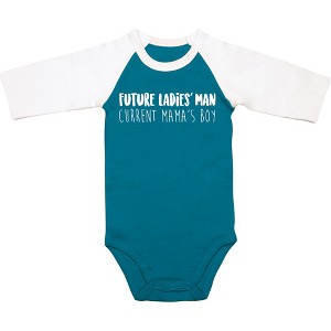 Pavilion Gift Company - Mama's Boy - 12-24 Months 3/4 Length Sleeve Prussian Blue  Onesie - Leotards and Bodysuits - 1 of 4
