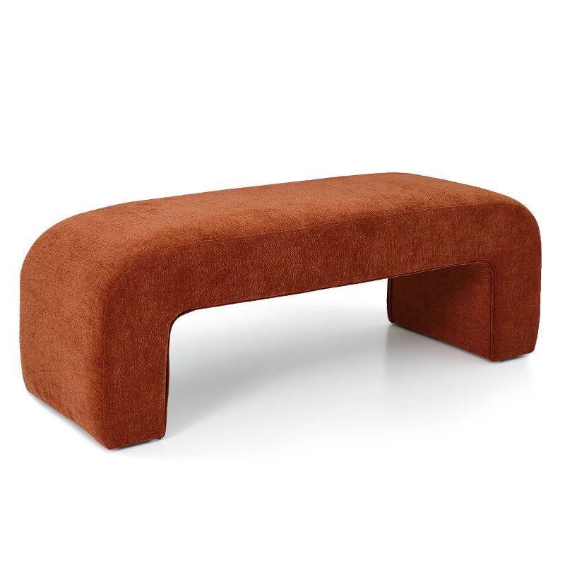 Lily 47" Upholstered Scroll Velvet Waterfall Bench/Chenille Entryway Bench-The Pop Maison, 3 of 9