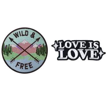 HEDi-Pack 2pk Self-Adhesive Polyester Hook & Loop Patch - Wild & Free and Love Is Love