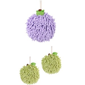 REGALWOVEN 3 Pack Chenille Soft Absorbent Fuzzy Bathroom Hand Towels 6" x 6" - 1 of 4