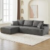 Cloud Sectional Couch 106" Modern L-Shape Corner Modular Upholstered Sofa with Loveseat Chaise Deep Seat Plush Corduroy Fabric Foam Cushions Dark - 3 of 4