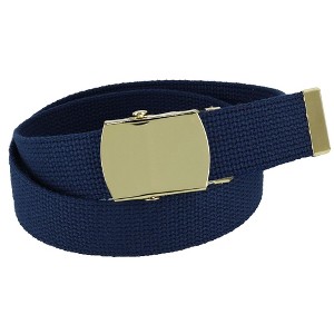 CTM Kids' Cotton Adjustable Belt with Brass Military Buckle - 1 of 4
