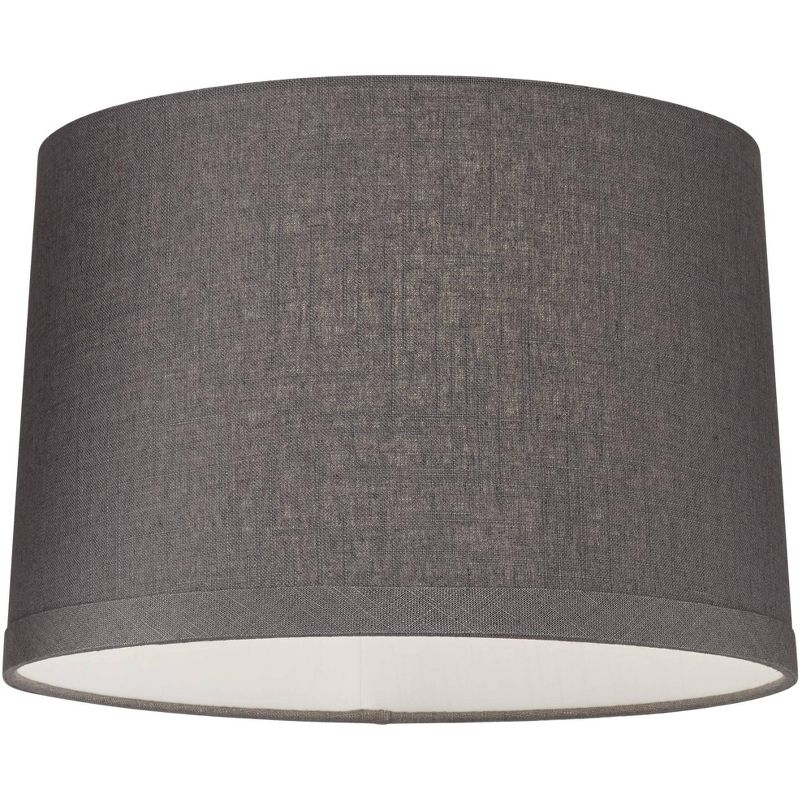 Springcrest Gray Linen Medium Drum Lamp Shade 15" Top x 16" Bottom x 11" High x 11" Slant (Spider) Replacement with Harp and Finial, 4 of 8