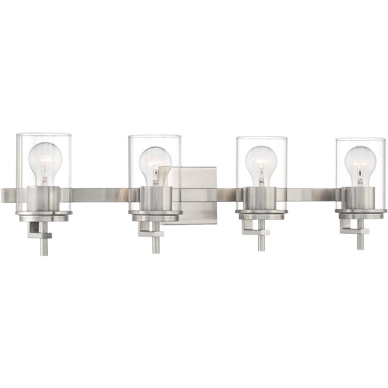 Possini Euro Design Cara Modern Wall Light Brushed Nickel Hardwire 29" 4-Light Fixture Clear Glass Shade for Bedroom Bathroom Vanity Living Room House, 5 of 9