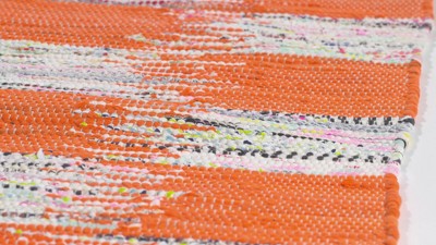 Coastal Charm Yellow & Orange Cotton Flat Woven Rug, 3' x 5'