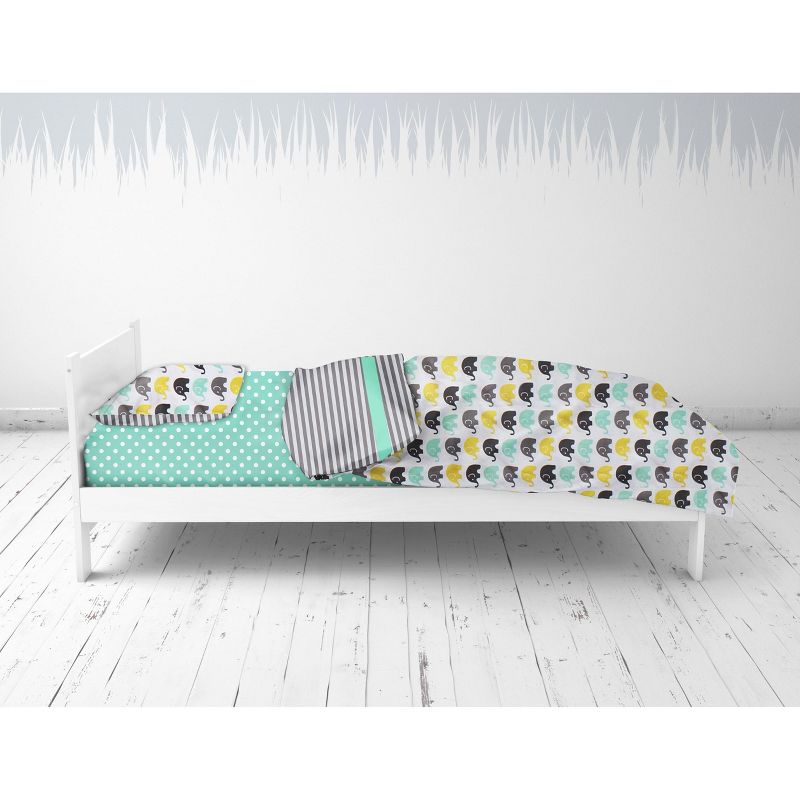Bacati - Elephants Mint/Yellow/Gray 4 pc Toddler Bedding Set, 5 of 10