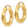Black Bow Jewelry 5mm x 27mm Polished 14k Yellow Gold Round Twisted Hoop Earrings - 2 of 4