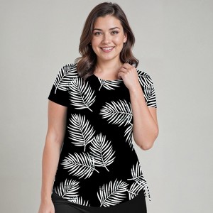 Calypsa Women's Plus Size UPF 50+ Short Sleeve Adele Swim Top - 1 of 3