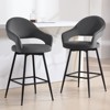Bekrvio Swivel Counter Height Bar Stools Set of 2/4,26" Kitchen Bar Chairs w/Hollow Back,Faux Leather/Velvet Upholstered for Kitchen Island - 2 of 4