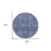 Navy Blue And Sky Blue Oriental Washable Indoor Outdoor Area Rug - 3 of 4