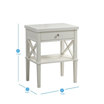 Marta White Wood 1-Drawer Nightstand with Open Shelf