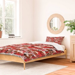 Deny Designs Twin/ Twin Extra Long Cynthia Gingerbread Village Duvet Cover and Pillow Sham Pink - 1 of 4