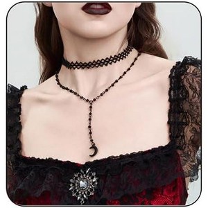 Gothic Blood Drop Fringe Choker With Crystal & Pearl Beads For Vampire Halloween Punk Jewelry - 1 of 4