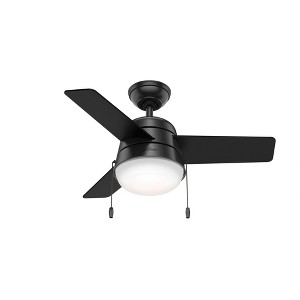 Hunter 36" Aker Matte Black Lighted Ceiling Fan with LED Light Kit - Modern Scandinavian Design, WhisperQuiet Motor - 1 of 4