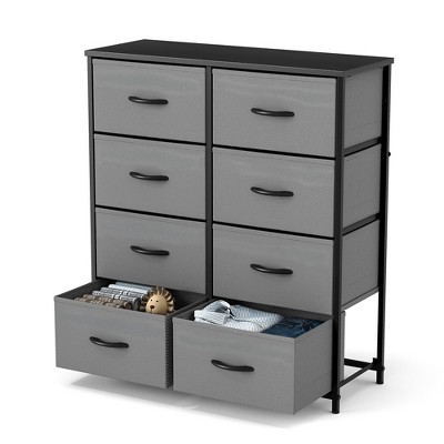DOMETOUR Drawer Dresser for Bedroom, Fabric Storage Tower Tall Chest Organizer, Storage Cabinet Unit Bins Living Room Entryway Closet-Gray