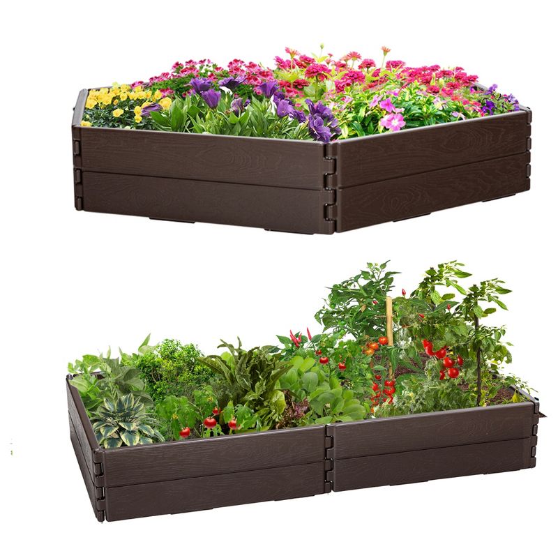 Tangkula 2PCS Planter Raised Bed Hexagon Garden Bed for Vegetable Flower Succulents Fruits 8 Inch Deep Weather Resistant Outdoor Rectangular, 2 of 11