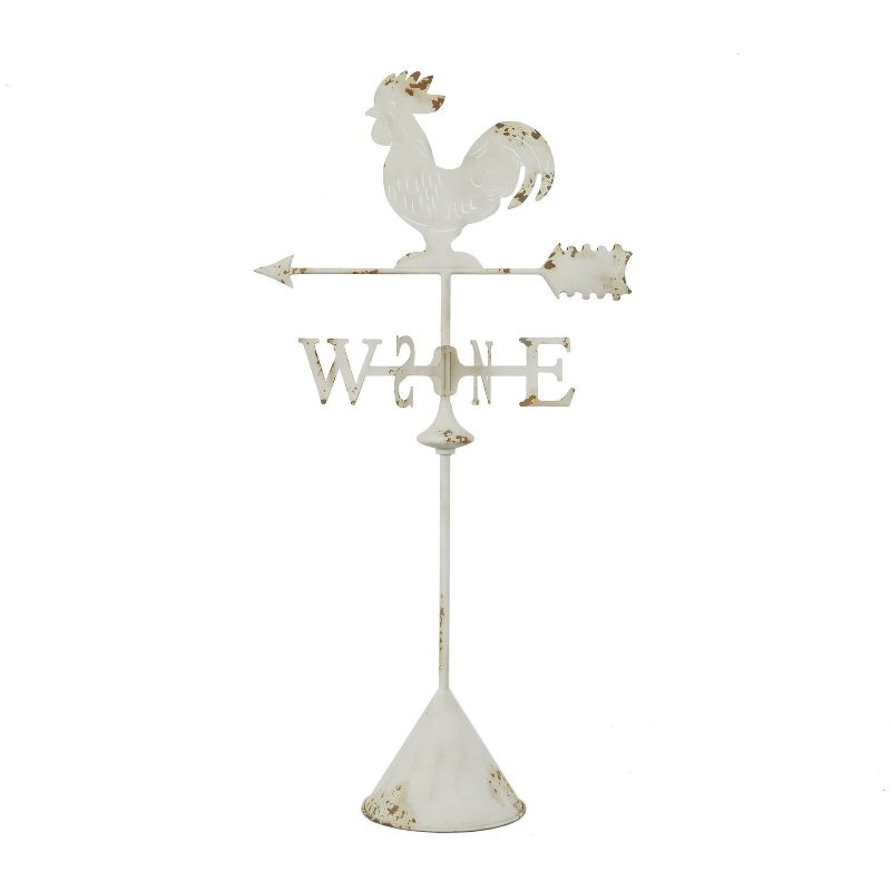 48&#34; Iron Country Cottage Rooster Garden Sculpture White - Olivia &#38; May, 1 of 8